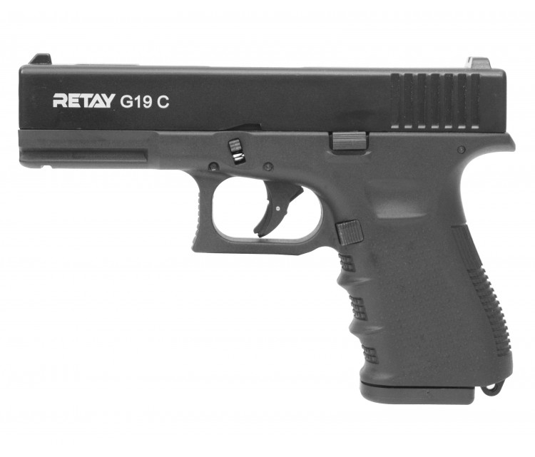 7362, Оружие списанное, охолощенный пистолет G19C, (Glok 19), черный, кал. 9mm. P.A.K, , 17 900 ₽, 993129, Retay (Турция), Макеты оружия