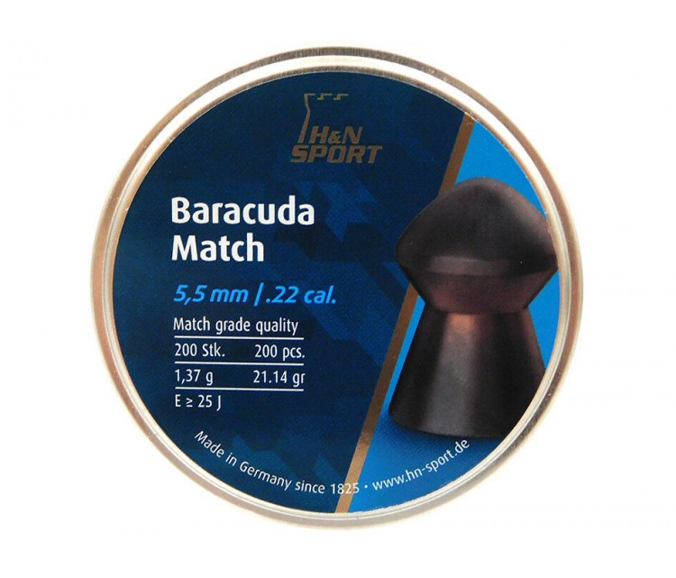 6996, Пуля пневматическая H&N Baracuda Match, 5,52 мм, 1,37 г, 200 шт, , 790 ₽, 19002, Haendler & Natermann (Германия), Пули   Шарики   СО2